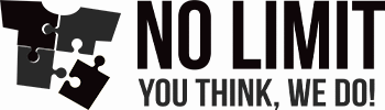 Logo horizontal da No Limit Confecções, indústria têxtil B2B especializada em private label, uniformes corporativos e produção em escala.